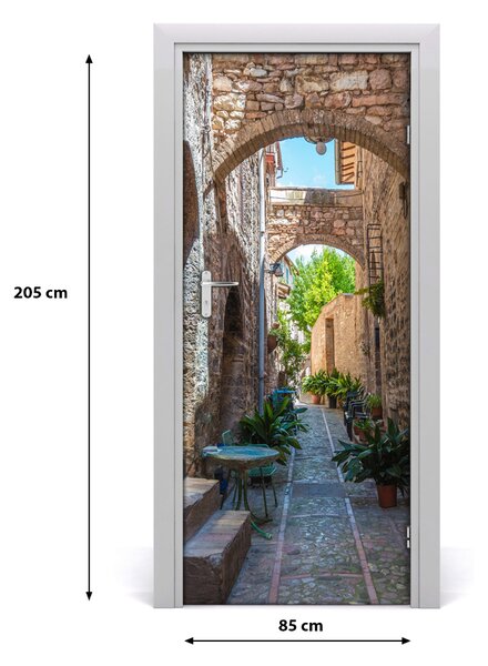 Fototapeta samolepiace na dvere talianskej uličky 85x205 cm
