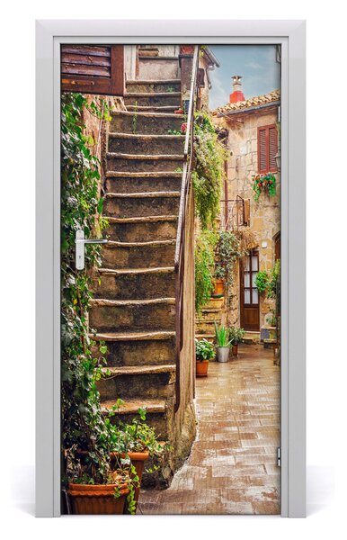 Fototapeta samolepiace na dvere talianskej uličky 95x205 cm