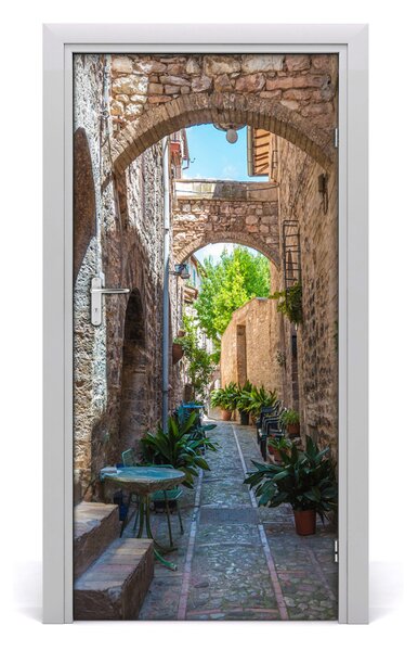 Fototapeta samolepiace na dvere talianskej uličky 95x205 cm
