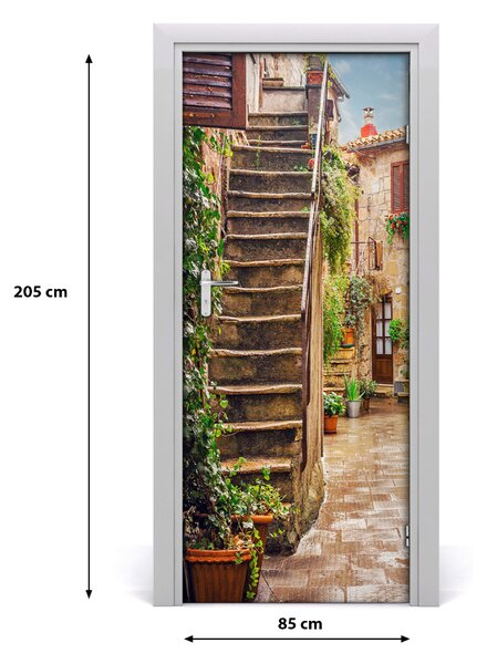 Fototapeta samolepiace na dvere talianskej uličky 85x205 cm