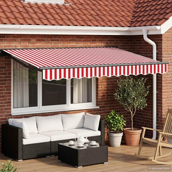 Maison Exclusive – Elektrická solárna markíza, 3 x 2,5 m, červeno-biela