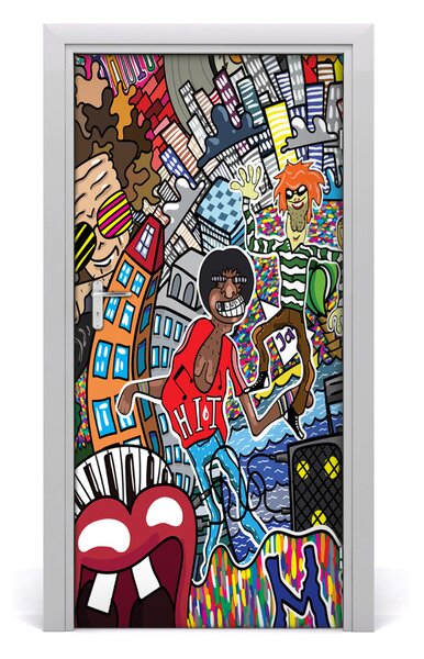 Fototapeta samolepiace na dvere hudobné koláž 95x205 cm