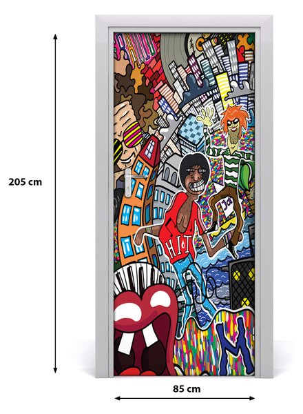 Fototapeta samolepiace na dvere hudobné koláž 85x205 cm
