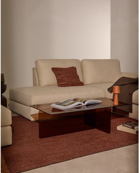 Hnedý sklenený konferenčný stolík 60x120 cm Zaren – Kave Home