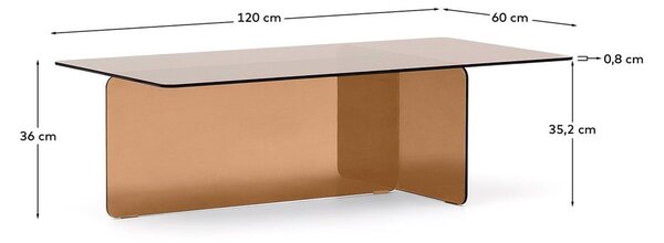 Hnedý sklenený konferenčný stolík 60x120 cm Zaren – Kave Home