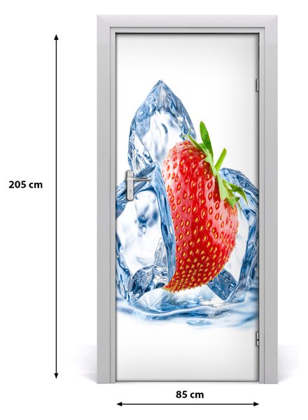 Fototapeta na dvere samolepiace jahody a ľad 85x205 cm