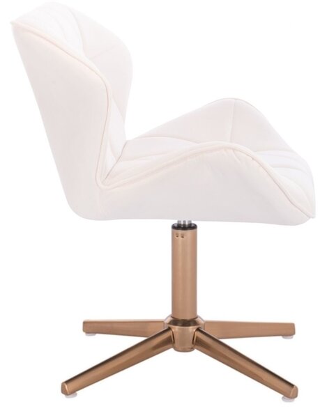 LuxuryForm DESIGN Stolička MILANO VELUR na zlatom kríži - biela
