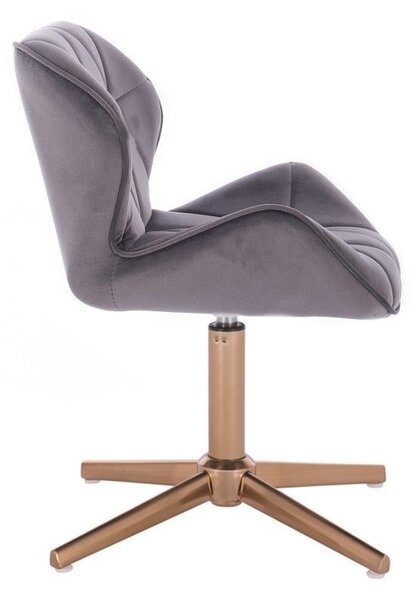 LuxuryForm DESIGN Stolička MILANO VELUR na zlatom kríži - tmavo šedá