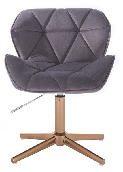 LuxuryForm DESIGN Stolička MILANO VELUR na zlatom kríži - tmavo šedá