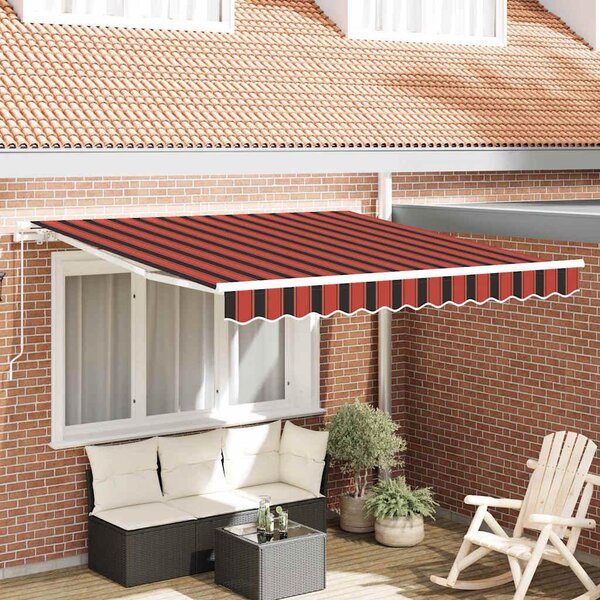 Maison Exclusive – Manuálna markíza, 3 x 2,5 m, oranžovo-hnedá, s horizontálnymi pruhmi