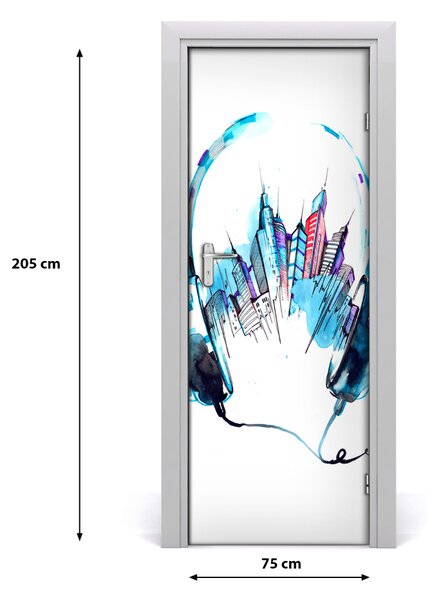 Samolepiace fototapety na dvere mesto muzika 75x205 cm