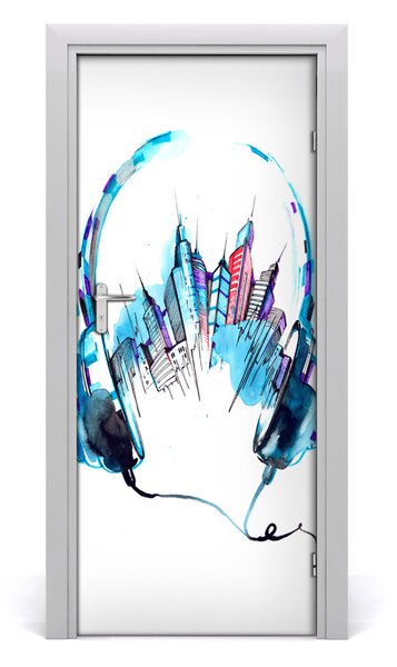 Samolepiace fototapety na dvere mesto muzika 85x205 cm