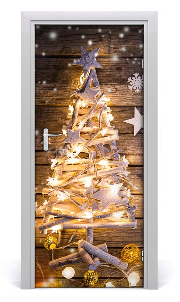 Samolepiace fototapety na dvere Sviečka vianočné stromček 85x205 cm