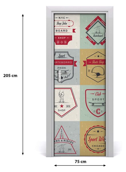 Samolepiace fototapety na dvere skateboard znaky 75x205 cm