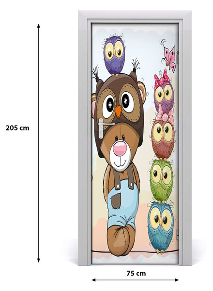 Samolepiace fototapety na dvere medveď sovy 75x205 cm