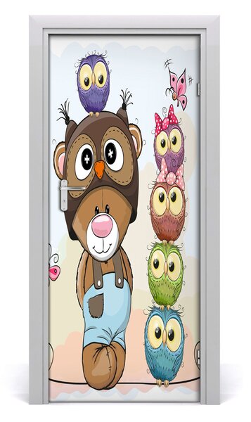 Samolepiace fototapety na dvere medveď sovy 85x205 cm