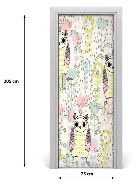 Samolepiace fototapety na dvere sovy 75x205 cm