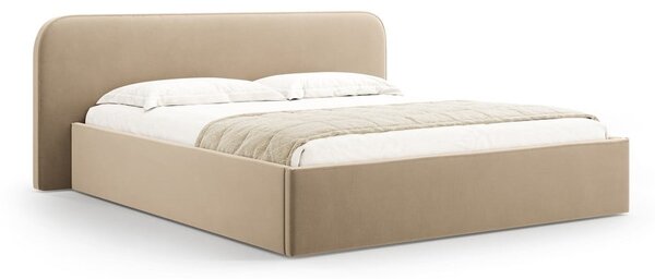 Taupe čalúnená dvojlôžková posteľ s úložným priestorom s roštom 180x200 cm Elizabeth – Micadoni