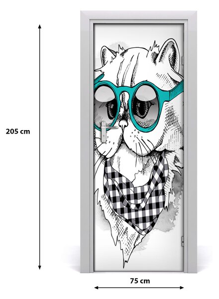 Samolepiace fototapety na dvere mačka okuliare 75x205 cm