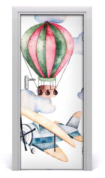 Samolepiace fototapety na dvere Balóny a lietadlá 85x205 cm