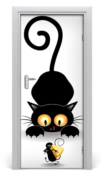 Samolepiace fototapety na dvere Mačka a myš 85x205 cm