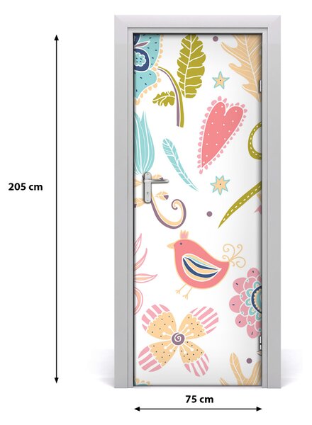Samolepiace fototapety na dvere rastlina vták 75x205 cm