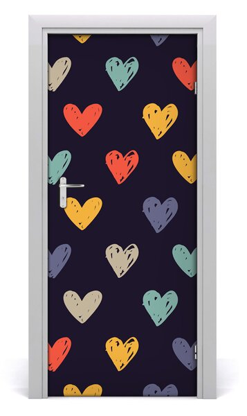 Samolepiace fototapety na dvere farebná srdce 85x205 cm