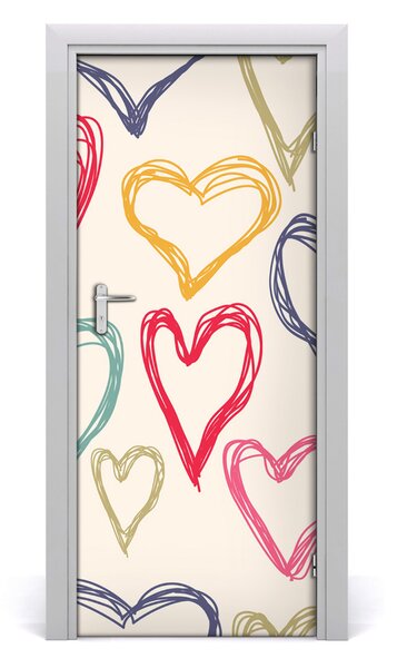 Samolepiace fototapety na dvere farebná srdce 85x205 cm