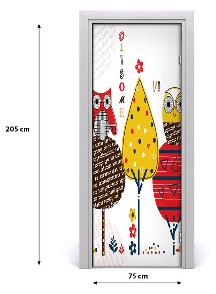 Samolepiace fototapety na dvere Sovy na dreve 75x205 cm