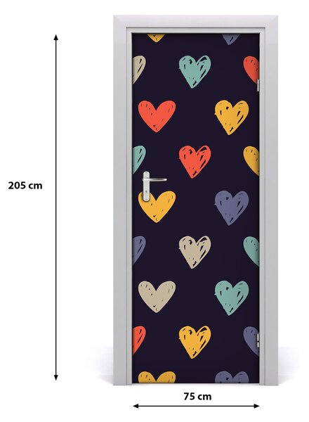 Samolepiace fototapety na dvere farebná srdce 75x205 cm