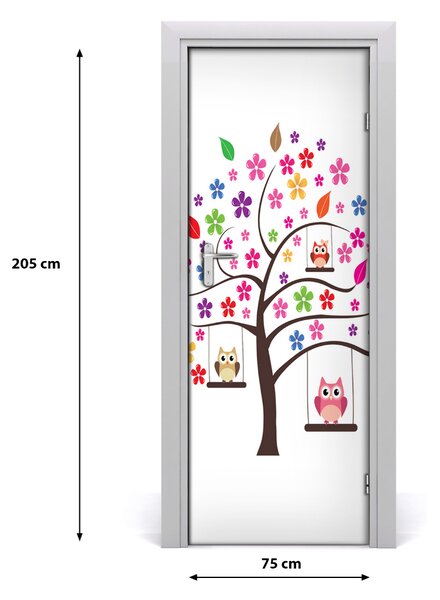 Samolepiace fototapety na dvere Sovy na hojdačke 75x205 cm