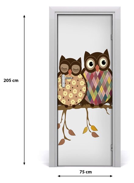 Samolepiace fototapety na dvere Sovy na vetve 75x205 cm
