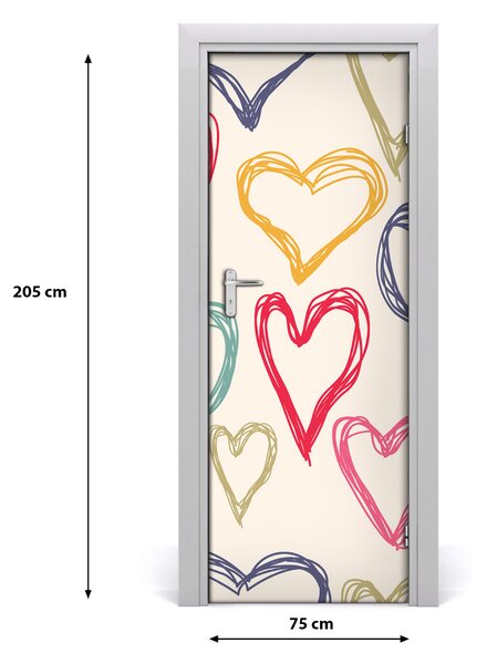 Samolepiace fototapety na dvere farebná srdce 75x205 cm