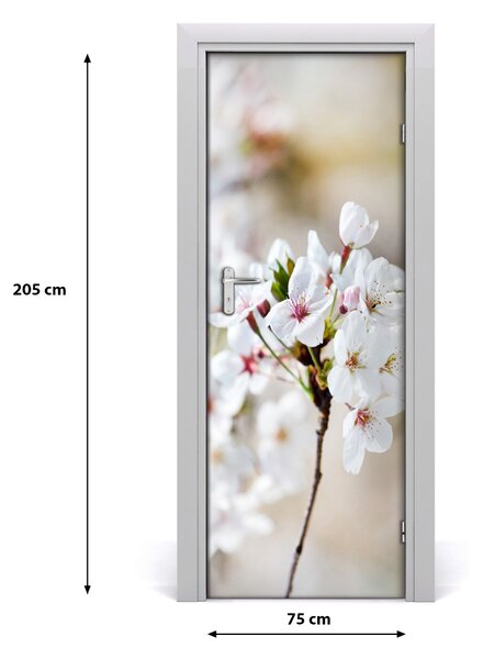 Samolepiace fototapety na dvere kvety višne 75x205 cm