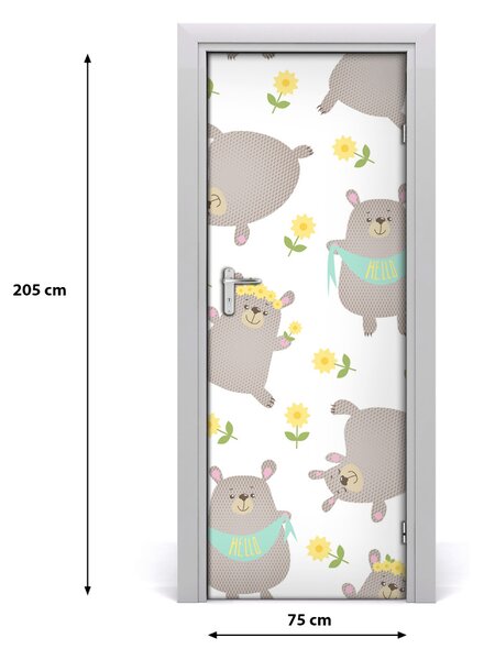 Samolepiace fototapety na dvere medvieďatá 75x205 cm