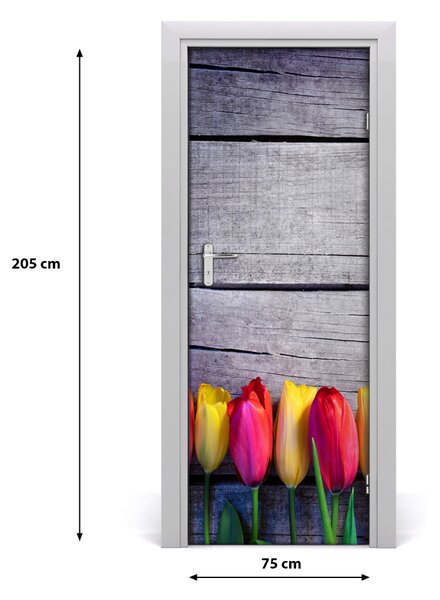 Samolepiace fototapety na dvere farebné tulipány 75x205 cm