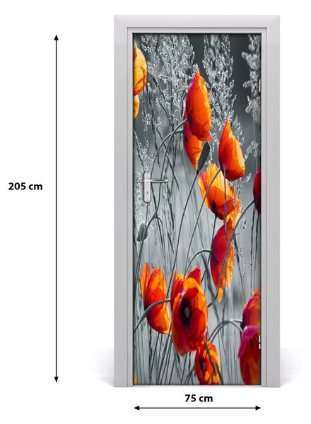 Samolepiace fototapety na dvere pole mak 75x205 cm