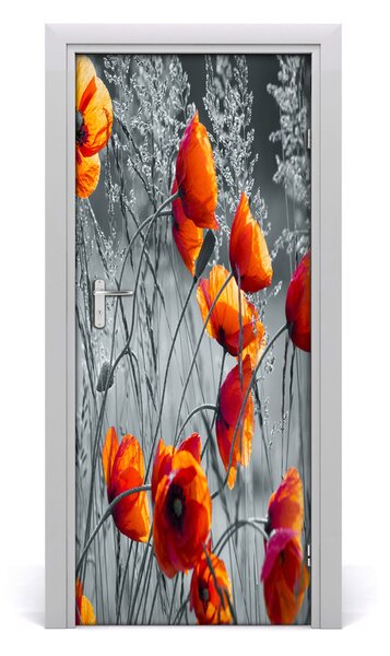 Samolepiace fototapety na dvere pole mak 85x205 cm