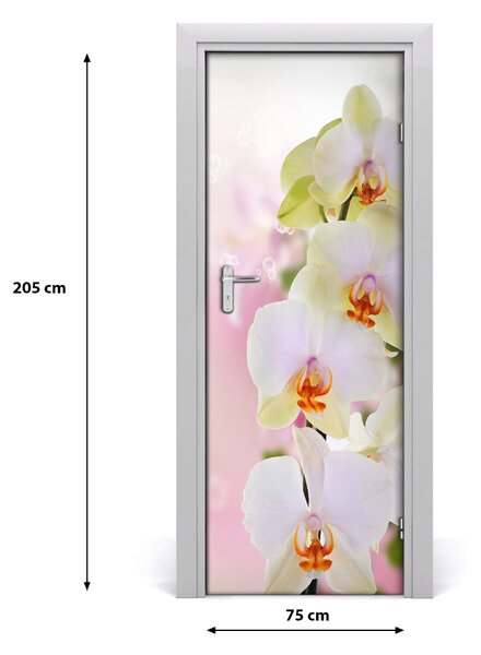 Samolepiace fototapety na dvere biela orchidea 75x205 cm