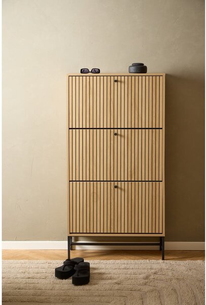 Výklopná skrinka na topánky v dekore duba v prírodnej farbe 72x140x25 cm Albany – Actona