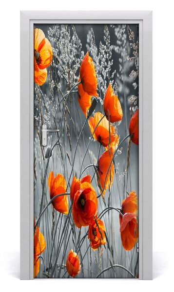 Samolepiace fototapety na dvere pole mak 85x205 cm