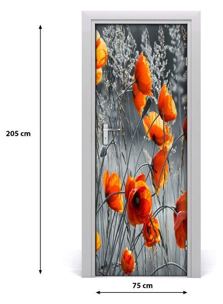 Samolepiace fototapety na dvere pole mak 75x205 cm