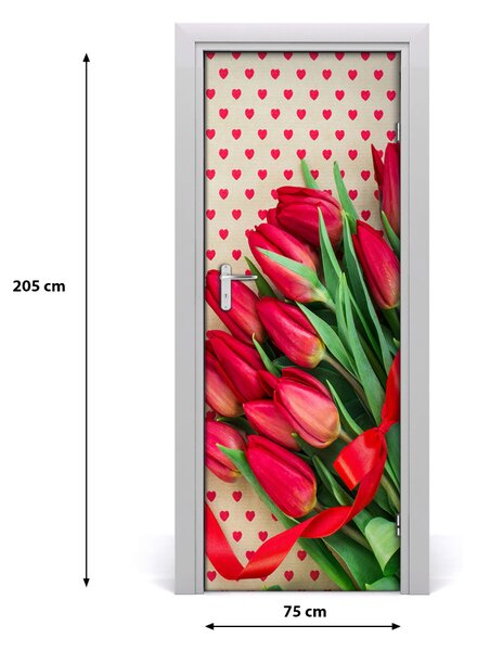 Samolepiace fototapety na dvere červené tulipány 75x205 cm