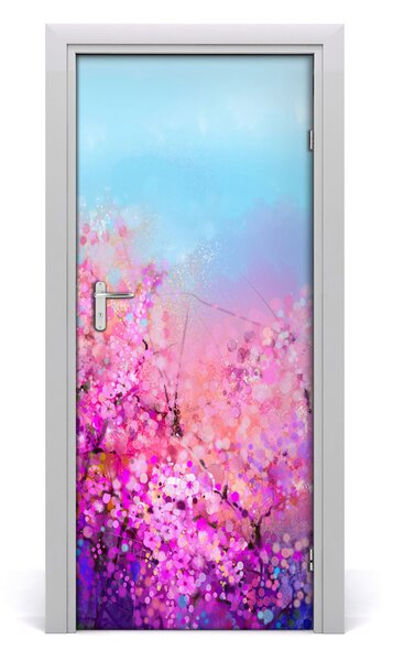 Samolepiace fototapety na dvere kvety višne 85x205 cm