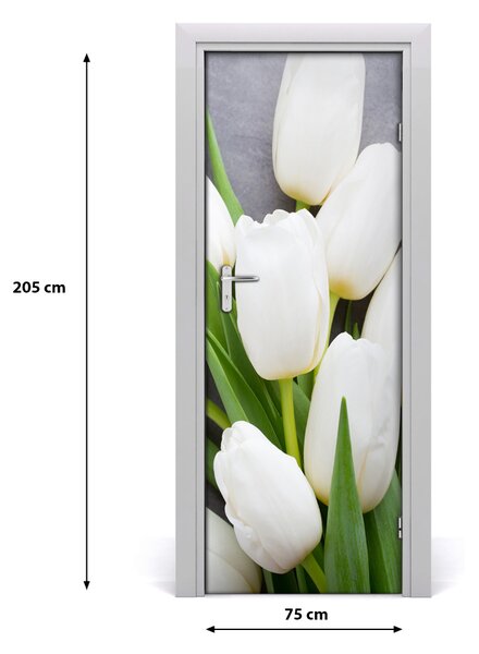 Samolepiace fototapety na dvere biele krókusy 75x205 cm