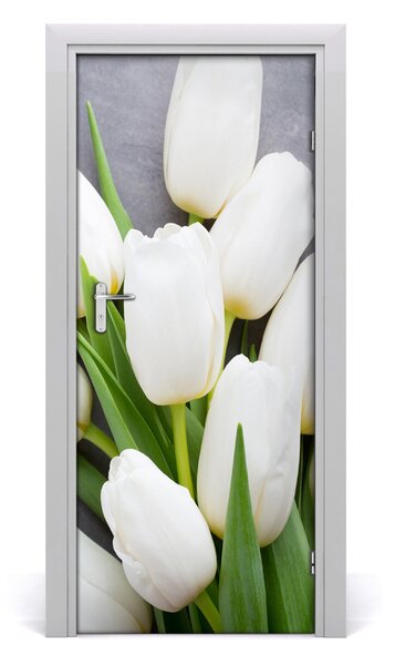 Samolepiace fototapety na dvere biele krókusy 85x205 cm