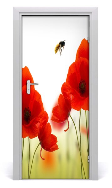 Fototapeta na dvere pole mak 85x205 cm