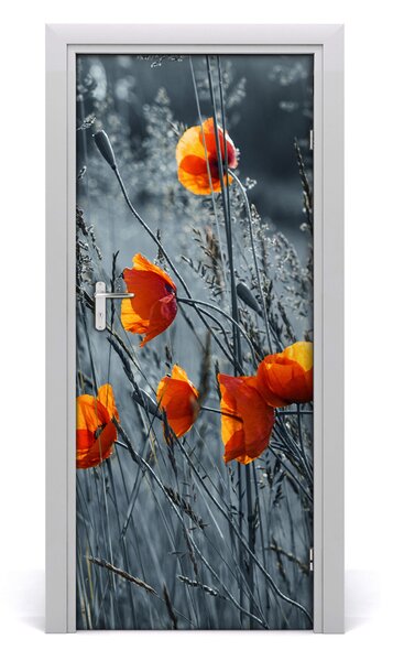 Fototapeta na dvere pole mak 85x205 cm