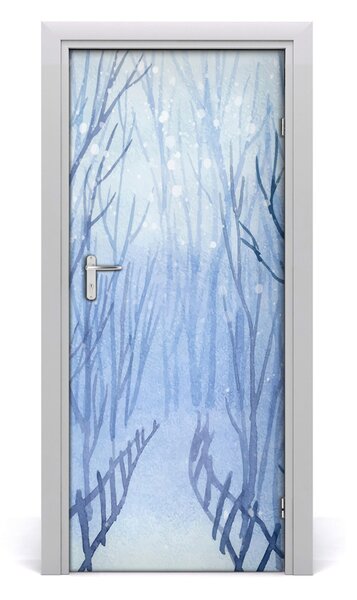 Fototapeta na dvere samolepiace les zima 85x205 cm