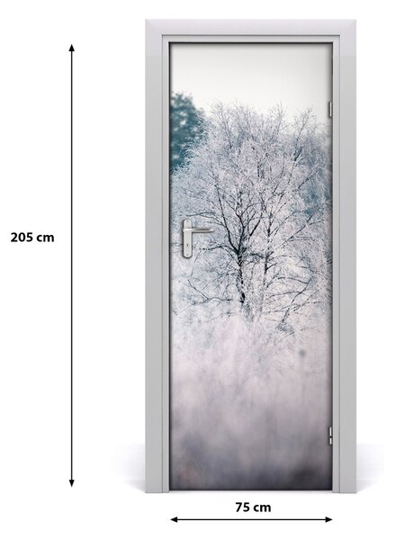 Fototapeta na dvere samolepiace les zima 75x205 cm